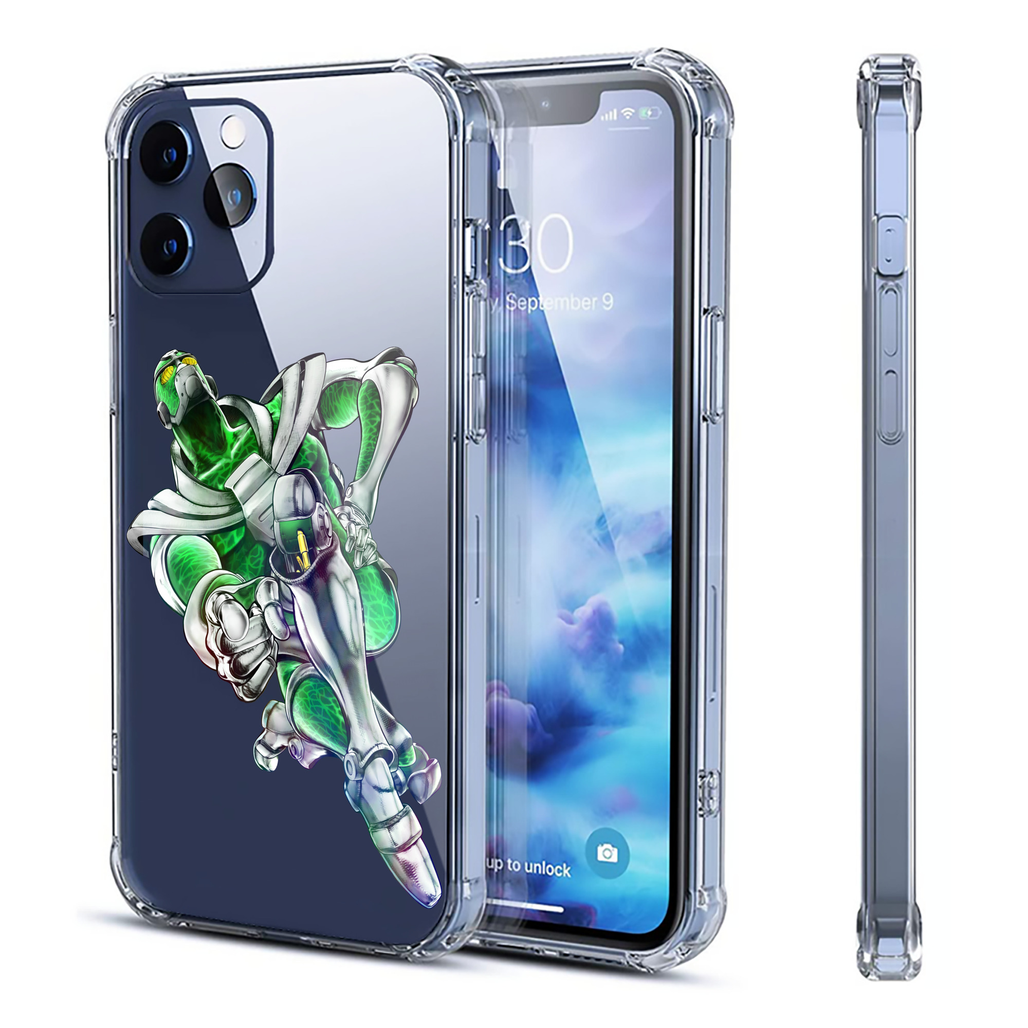（画像用） ジョジョの奇妙な冒険 花京院 典明（かきょういん のりあき） JoJo's Bizarre Adventure Kakyoin Noriaki 【iPhone 12シリーズ対応】透明スマホケース（クリアソフトケース）